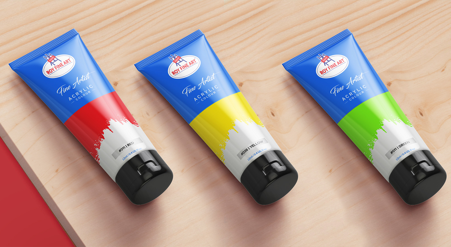 Finearts acrylic colors packaging design by Elivatr – packaging design company in Noida Delhi NCR